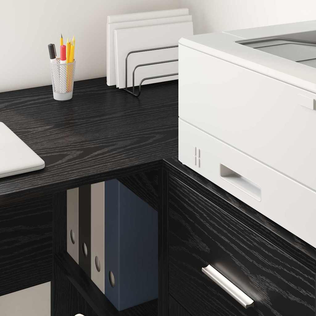 Desk with Shelf Black Oak 102 x 50 x 75 cm Engineered Wood