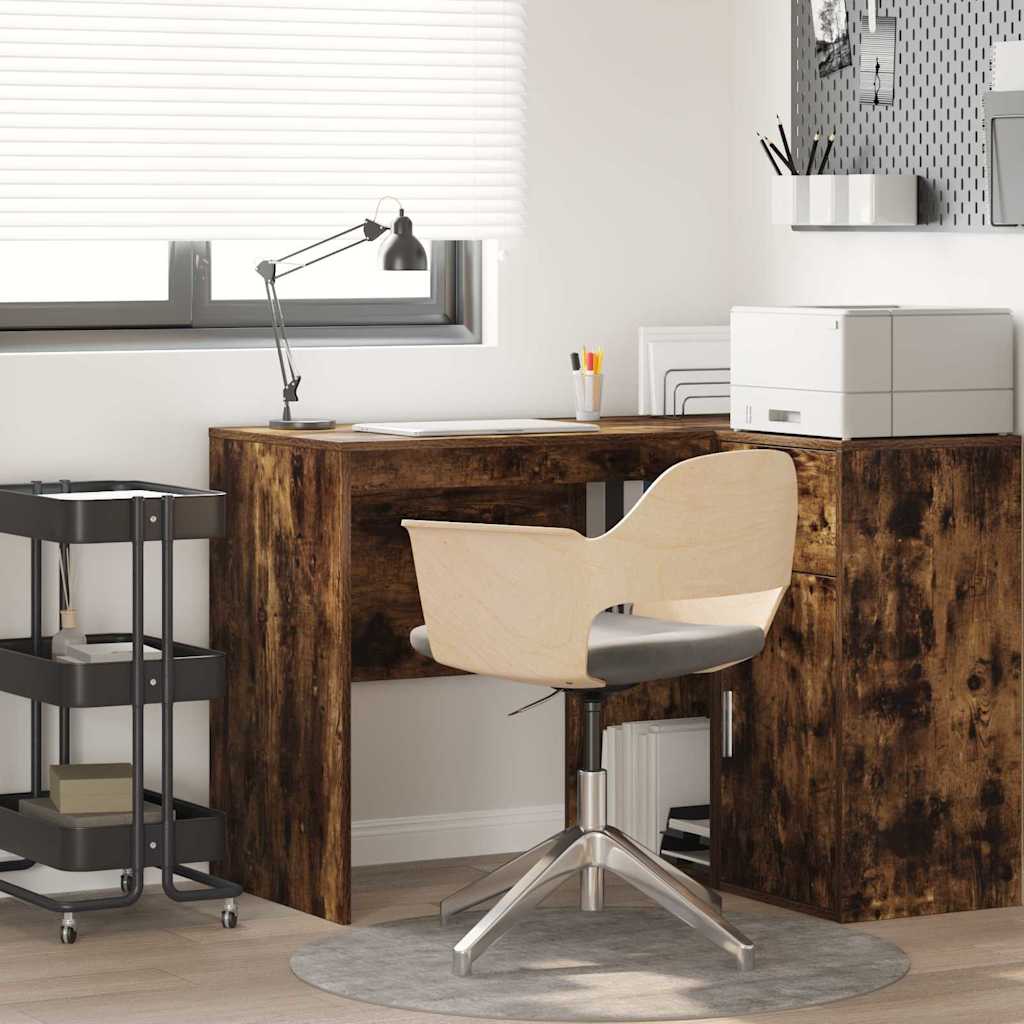 Desk with Shelf Smoked Oak 102 x 50 x 75 cm Engineered Wood