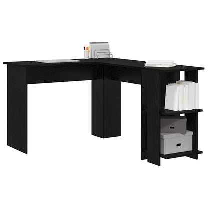 Corner Desk Black Oak 140 x 113.5 x 75 cm Engineered Wood