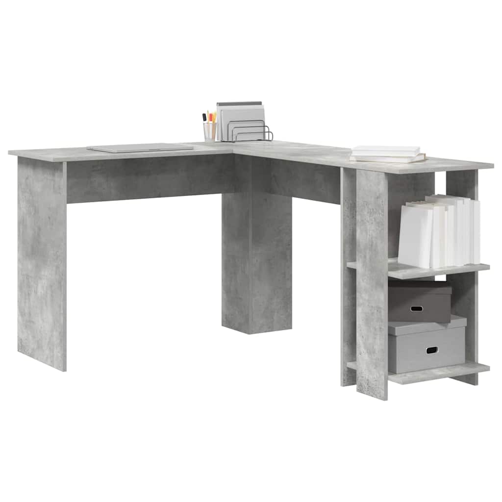 Corner Desk Concrete Grey 140 x 113.5 x 75 cm Engineered Wood