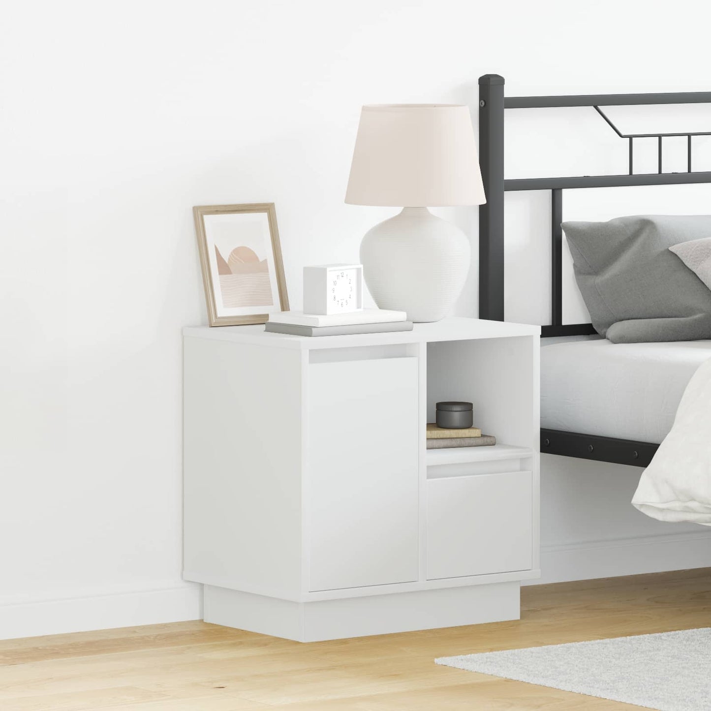 Bedside Cabinet White 50 x 34.5 x 50 cm Engineered wood