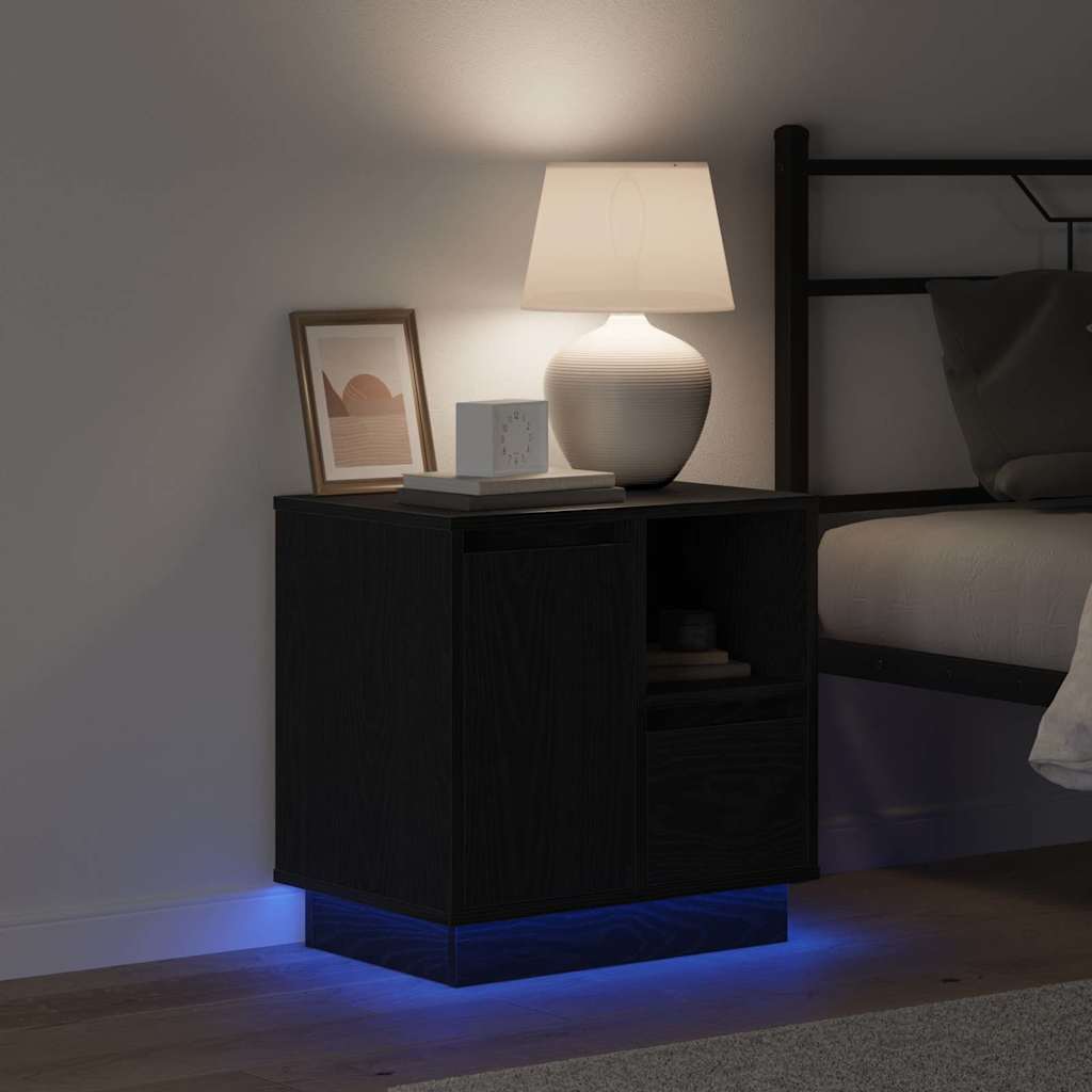 Bedside Cabinet with Drawer 2 pcs Black Oak 50 x 34.5 x 50 cm