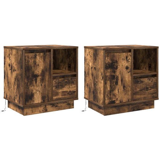 Bedside Cabinet 2 pcs Smoked Oak 50 x 34.5 x 50 cm