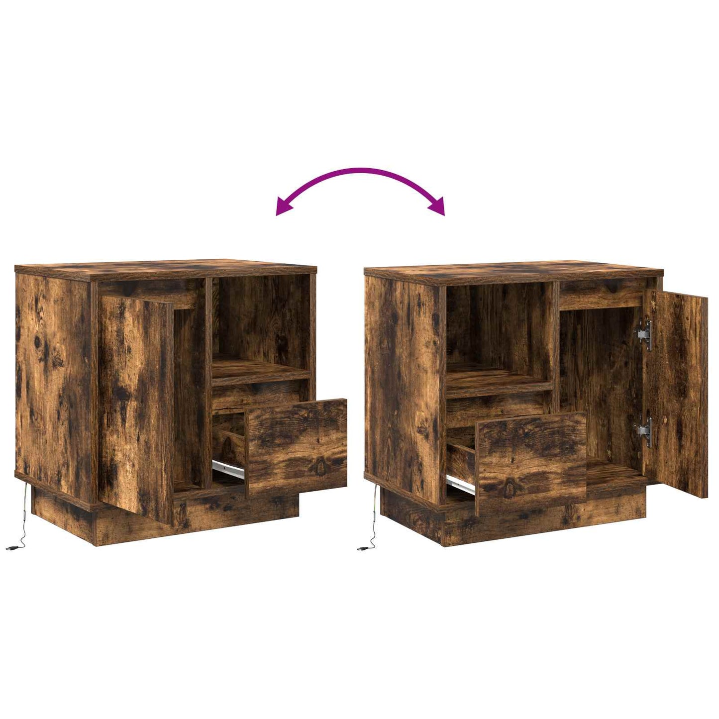 Bedside Cabinet with Drawer 2 pcs Smoked Oak 50 x 34.5 x 50 cm