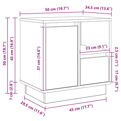 Bedside Cabinet with Drawer 2 pcs Smoked Oak 50 x 34.5 x 50 cm