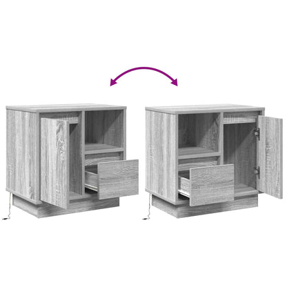Bedside Cabinet 2 pcs Grey 50 x 34.5 x 50 cm Engineered wood