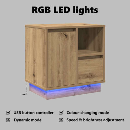 Bedside Cabinet with Drawer 2 pcs Artisan Oak 50 x 34.5 x 50 cm
