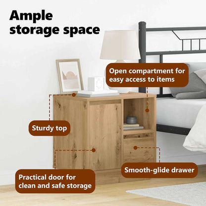 Bedside Cabinet with Drawer 2 pcs Artisan Oak 50 x 34.5 x 50 cm