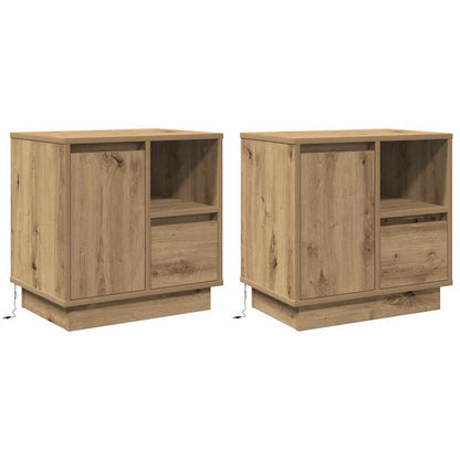 Bedside Cabinet with Drawer 2 pcs Artisan Oak 50 x 34.5 x 50 cm