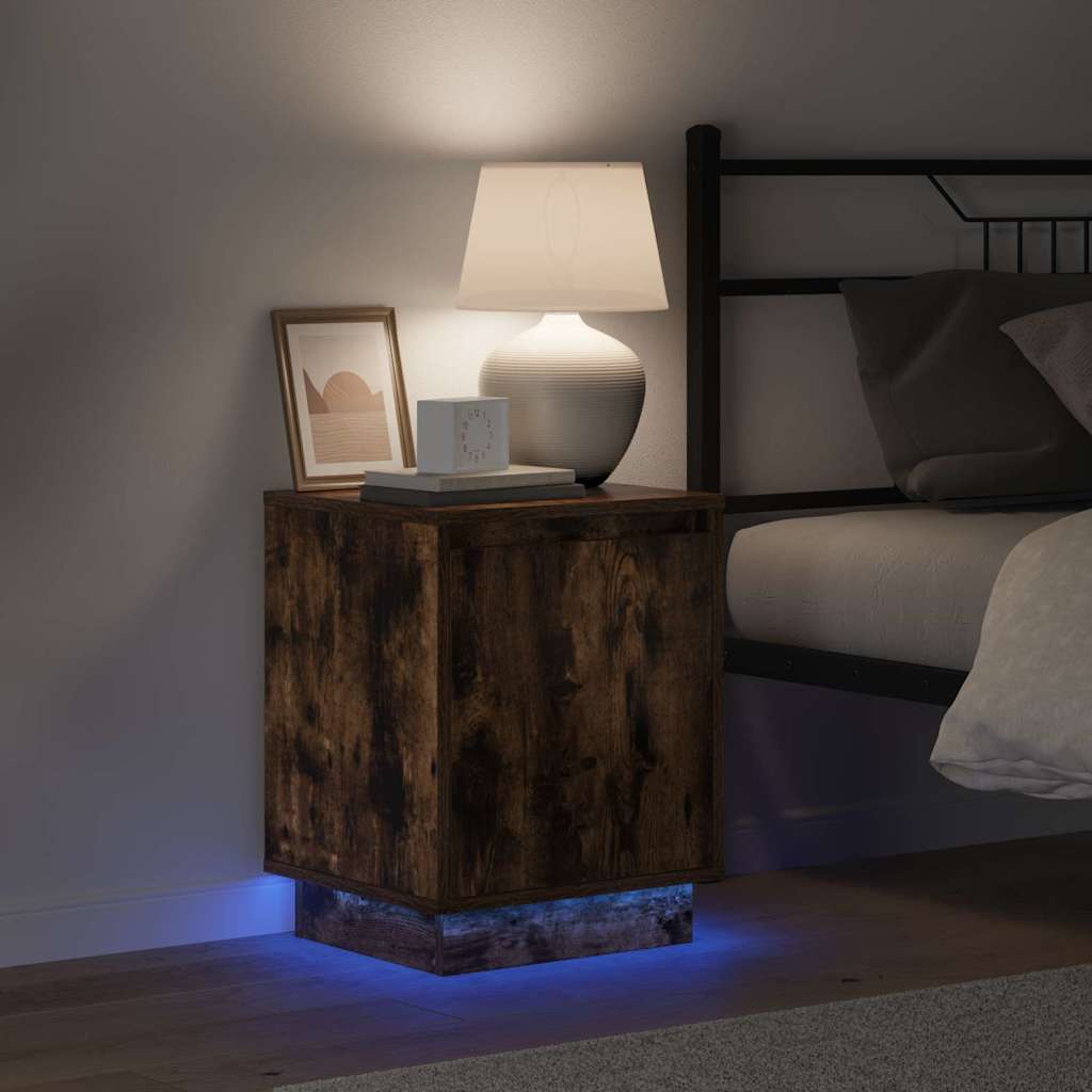 Bedside Cabinet with 2 pcs Smoked Oak 39 x 34.5 x 50 cm