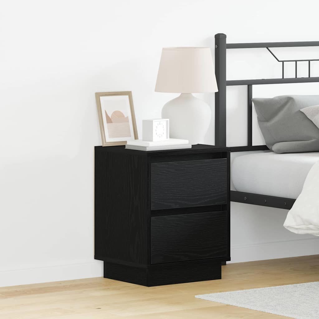 Bedside Cabinet Black Oak 39 x 34.5 x 50 cm Engineered wood