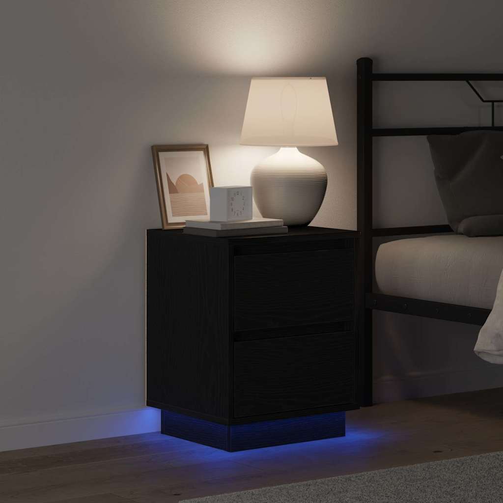 Bedside Cabinet with Drawer 2 pcs Black Oak 39 x 34.5 x 50 cm