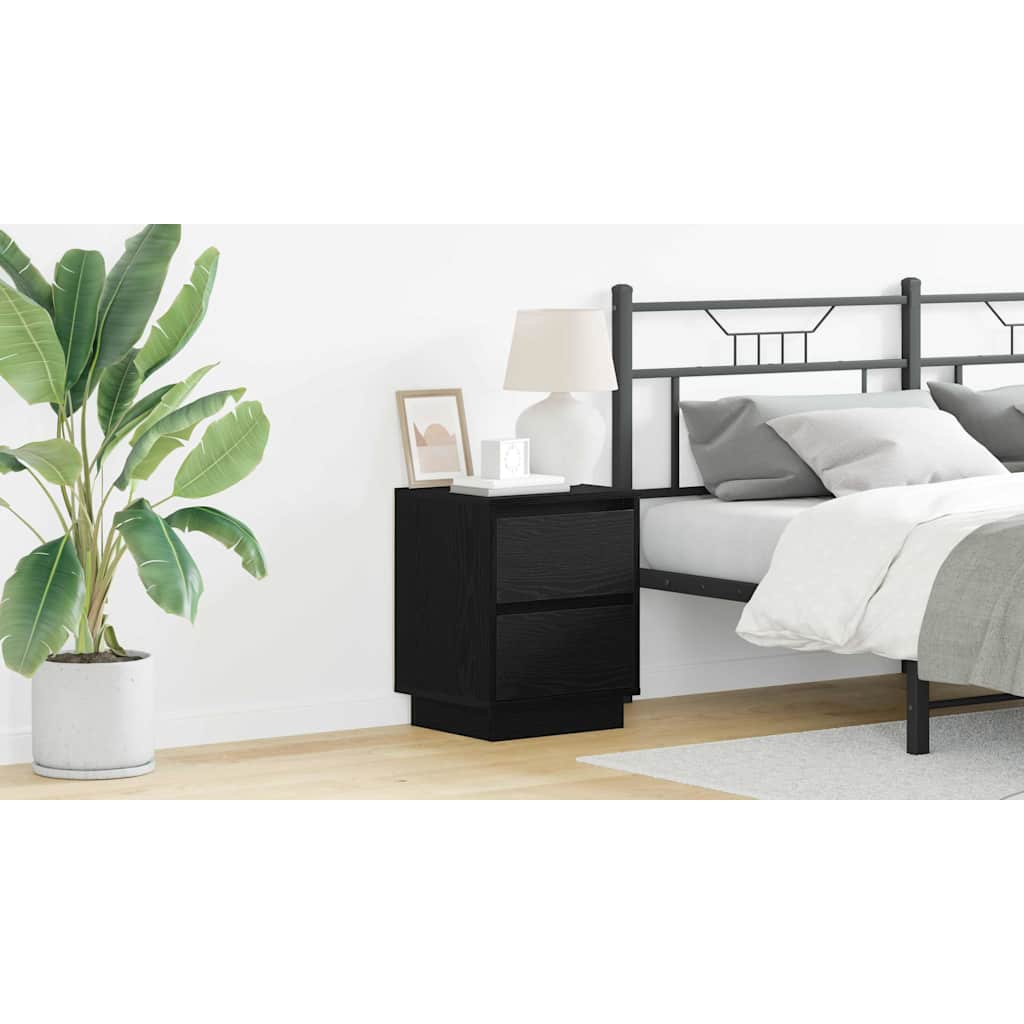 Bedside Cabinet with Drawer 2 pcs Black Oak 39 x 34.5 x 50 cm