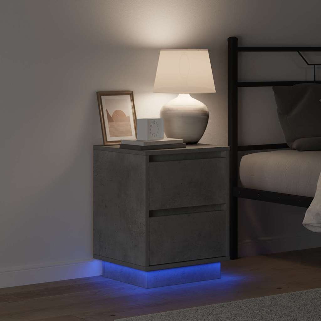Bedside Cabinet Concrete Grey 39 x 34.5 x 50 cm Engineered wood