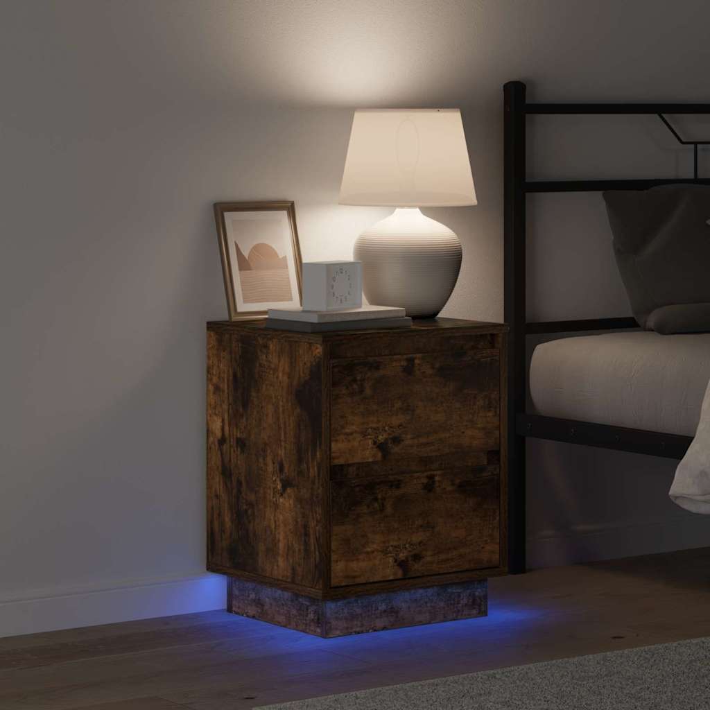 Bedside Cabinet with Drawer 2 pcs Smoked Oak 39 x 34.5 x 50 cm