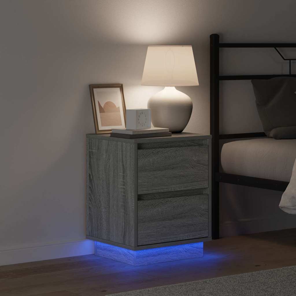 Bedside Cabinet Grey 39 x 34.5 x 50 cm Engineered wood