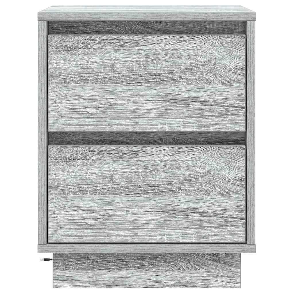 Bedside Cabinet Grey 39 x 34.5 x 50 cm Engineered wood