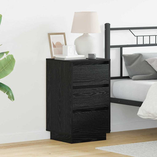 Bedside Cabinet Black Oak 39 x 34.5 x 65 cm Engineered wood