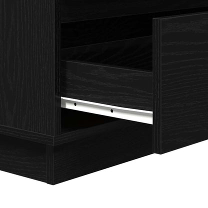 Bedside Cabinet Black Oak 71 x 34.5 x 75 cm Engineered wood