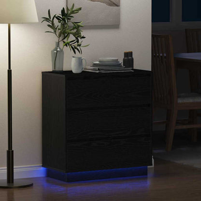 Bedside Cabinet Black Oak 71 x 34.5 x 75 cm Engineered wood