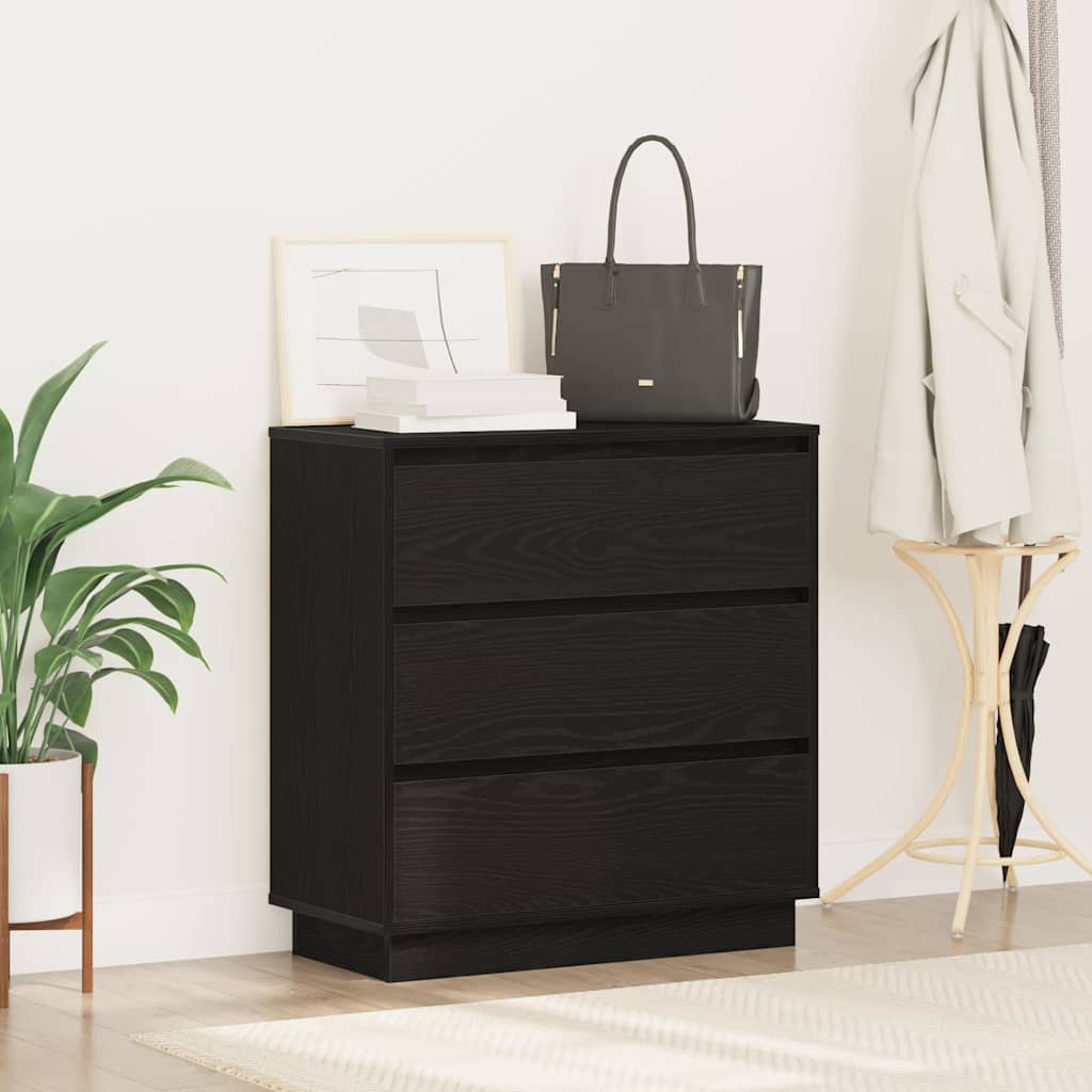 Bedside Cabinet Black Oak 71 x 34.5 x 75 cm Engineered wood
