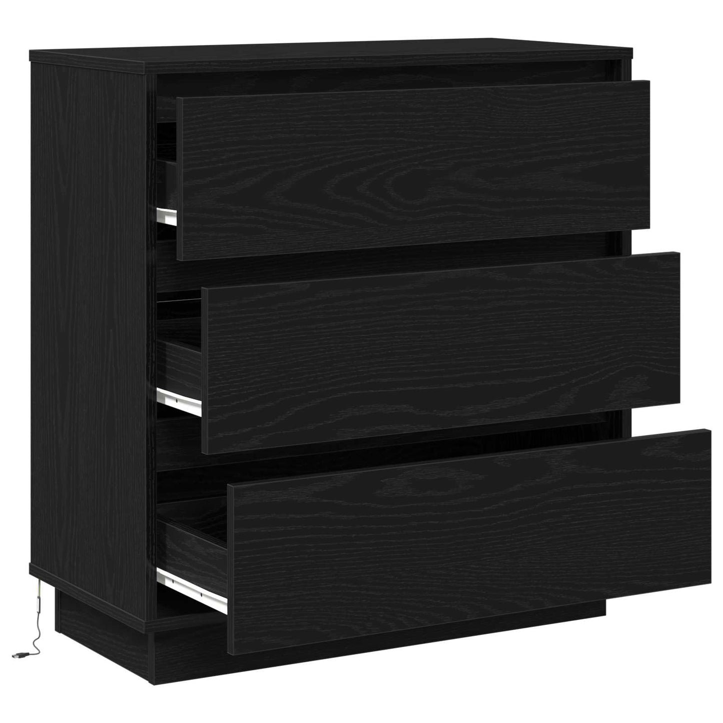 Bedside Cabinet Black Oak 71 x 34.5 x 75 cm Engineered wood