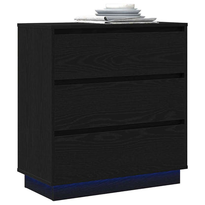 Bedside Cabinet Black Oak 71 x 34.5 x 75 cm Engineered wood