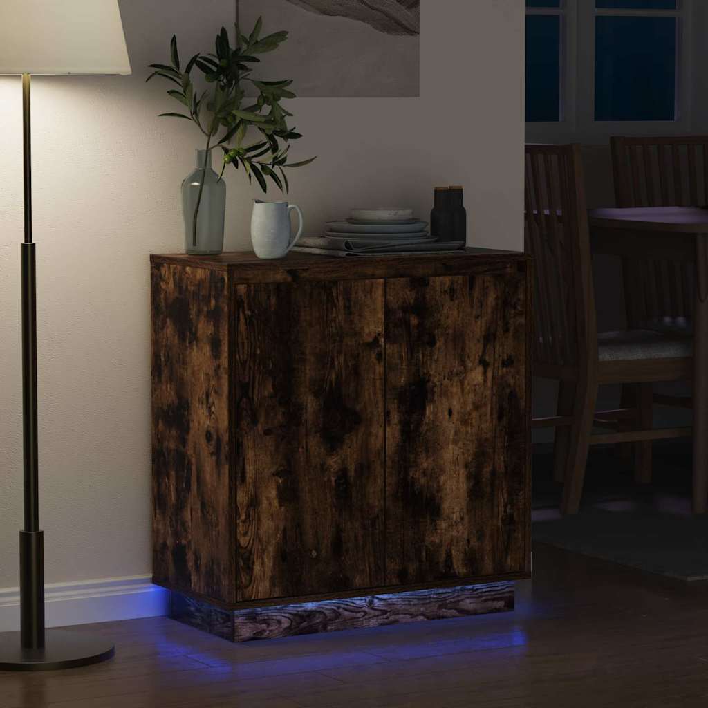 LED Sideboard for Smoked Oak 71 x 34.5 x 75 cm Engineered Wood