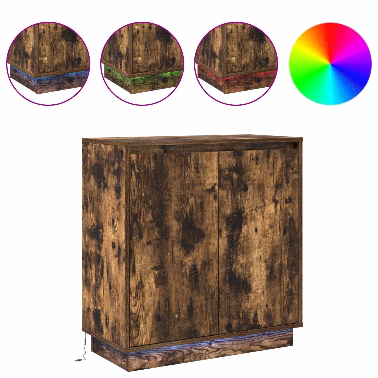 LED Sideboard for Smoked Oak 71 x 34.5 x 75 cm Engineered Wood