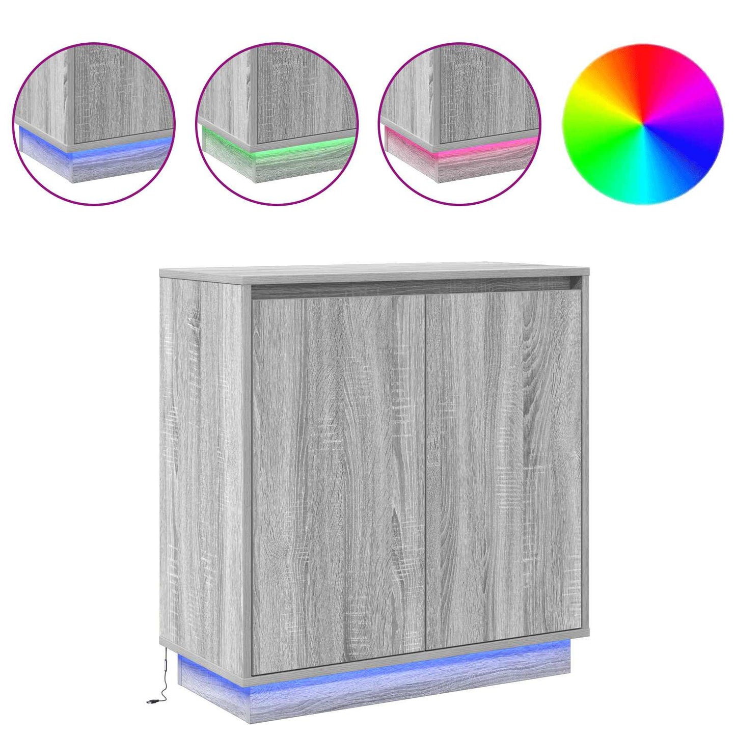 LED Sideboard for Grey Sonoma 71 x 34.5 x 75 cm