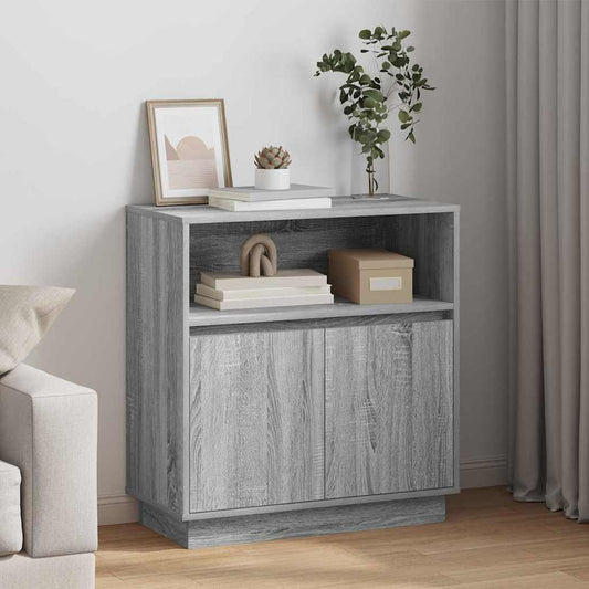 LED Sideboard Grey Sonoma 71 x 34.5 x 75 cm Engineered Wood