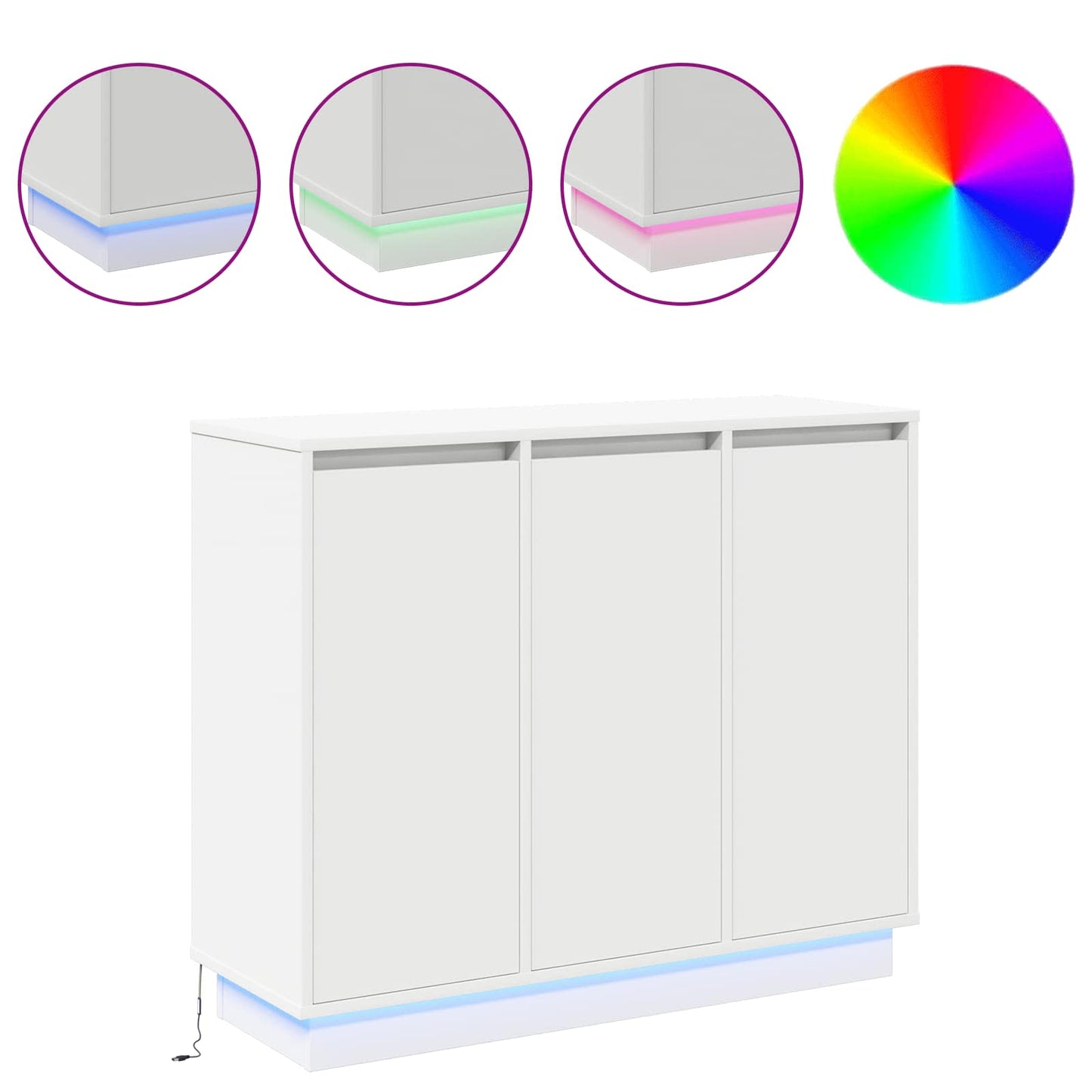 LED Sideboard White 90 x 32 x 75 cm Engineered Wood