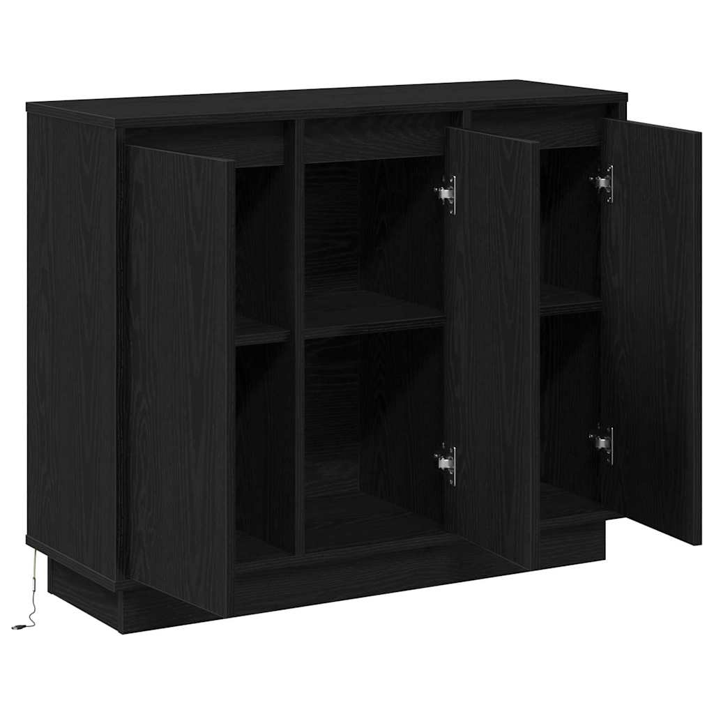 LED Sideboard Black Oak 90 x 32 x 75 cm Engineered Wood