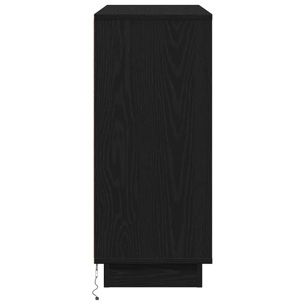 LED Sideboard Black Oak 90 x 32 x 75 cm Engineered Wood