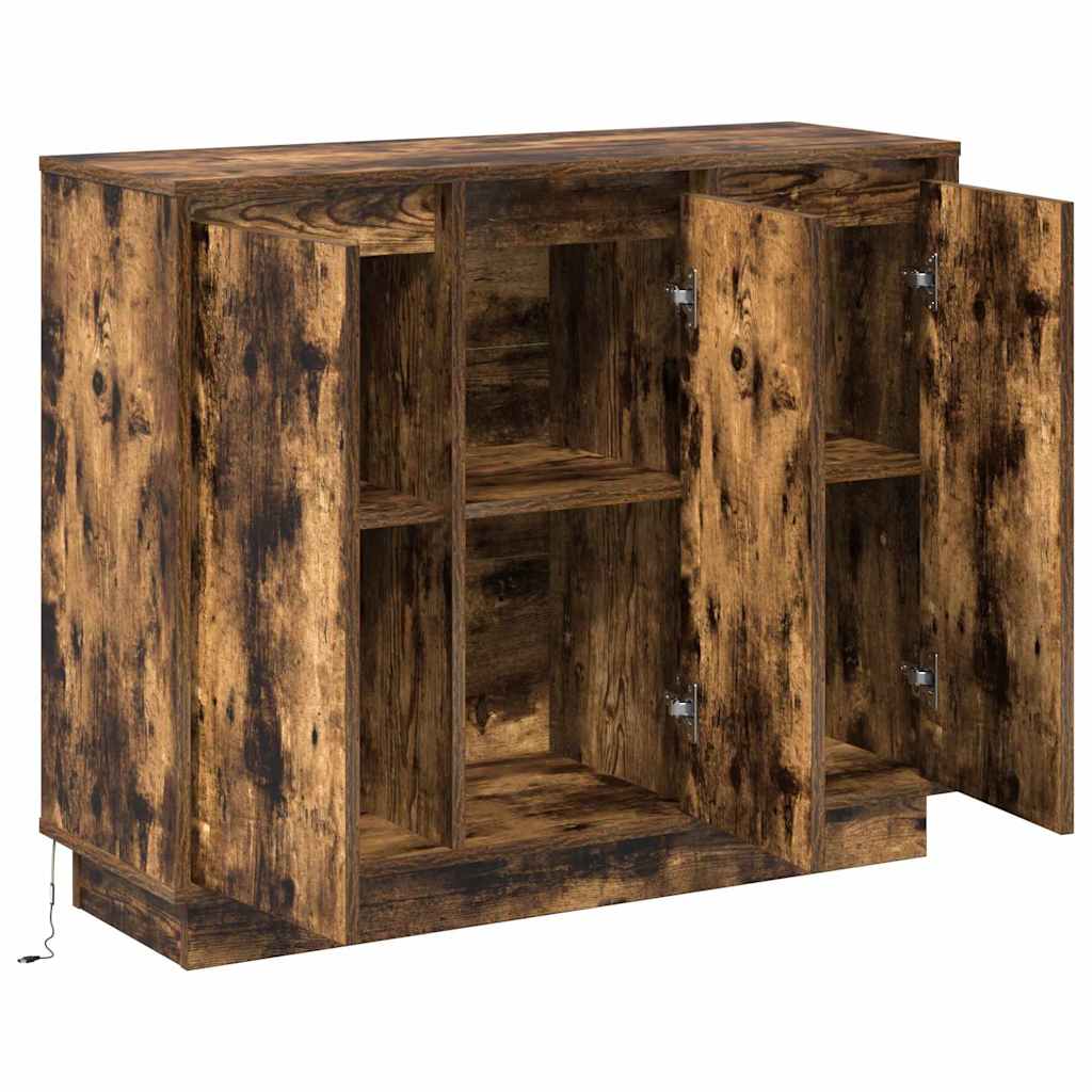 LED Sideboard Smoked Oak 90 x 32 x 75 cm Engineered Wood