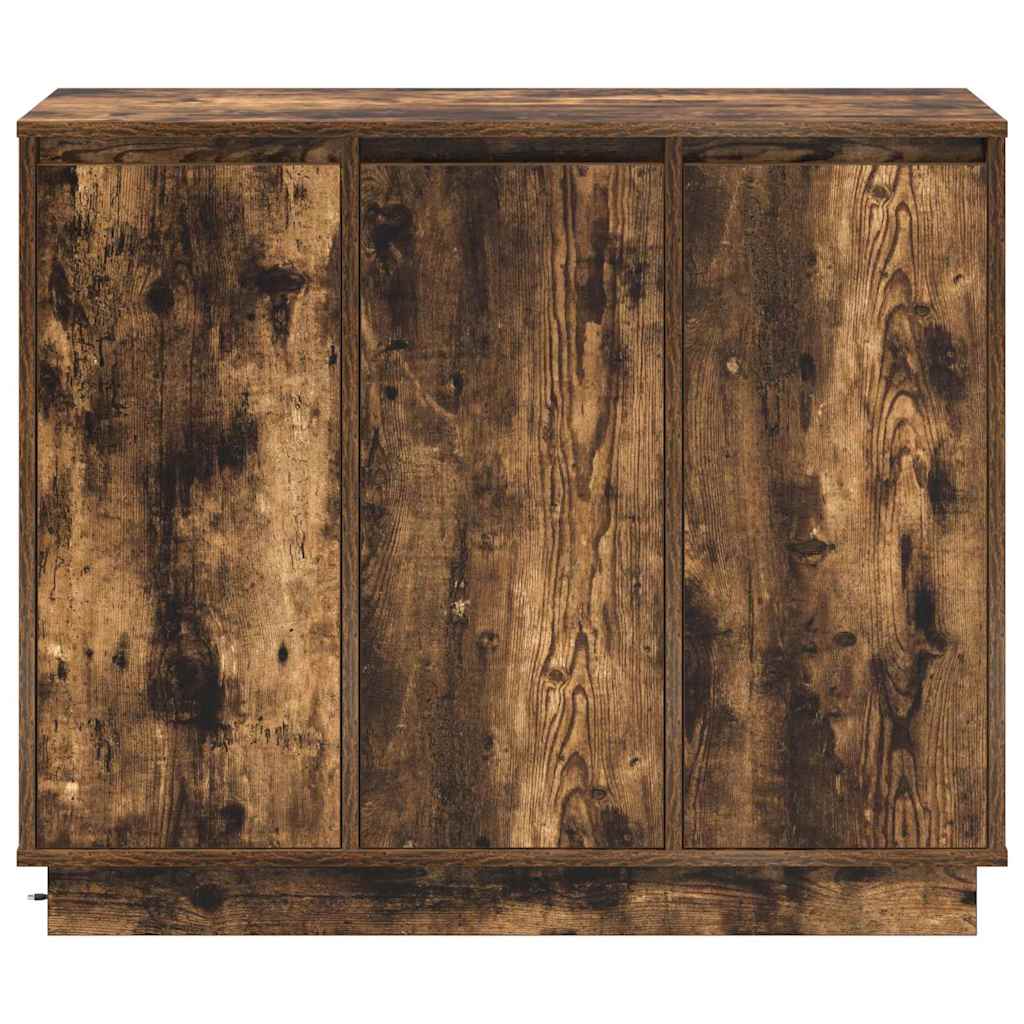 LED Sideboard Smoked Oak 90 x 32 x 75 cm Engineered Wood