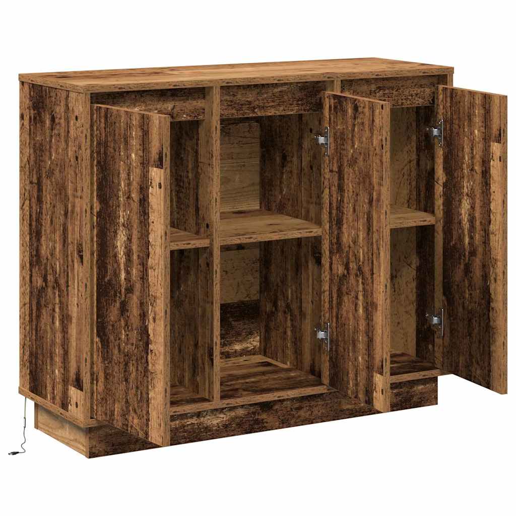 LED Sideboard Old Wood 90 x 32 x 75 cm Engineered Wood