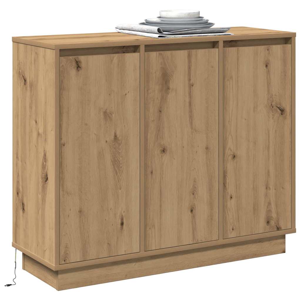 LED Sideboard Artisan Oak 90 x 32 x 75 cm Engineered Wood