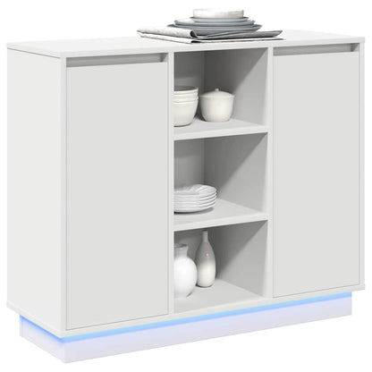 LED Sideboard White 90 x 32 x 75 cm Engineered Wood