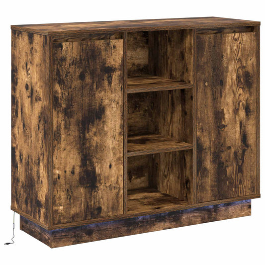 LED Sideboard Smoked Oak 90 x 32 x 75 cm Engineered Wood