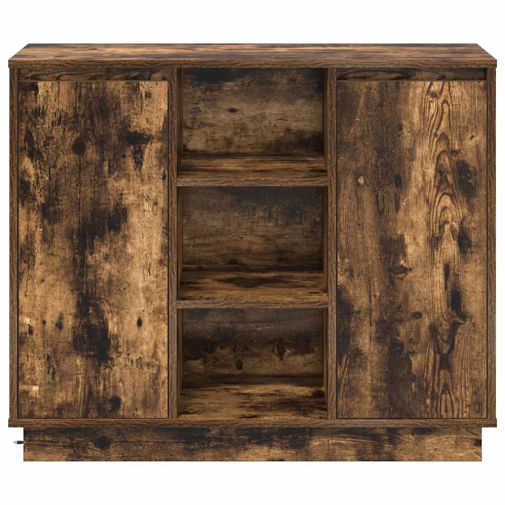 LED Sideboard Smoked Oak 90 x 32 x 75 cm Engineered Wood