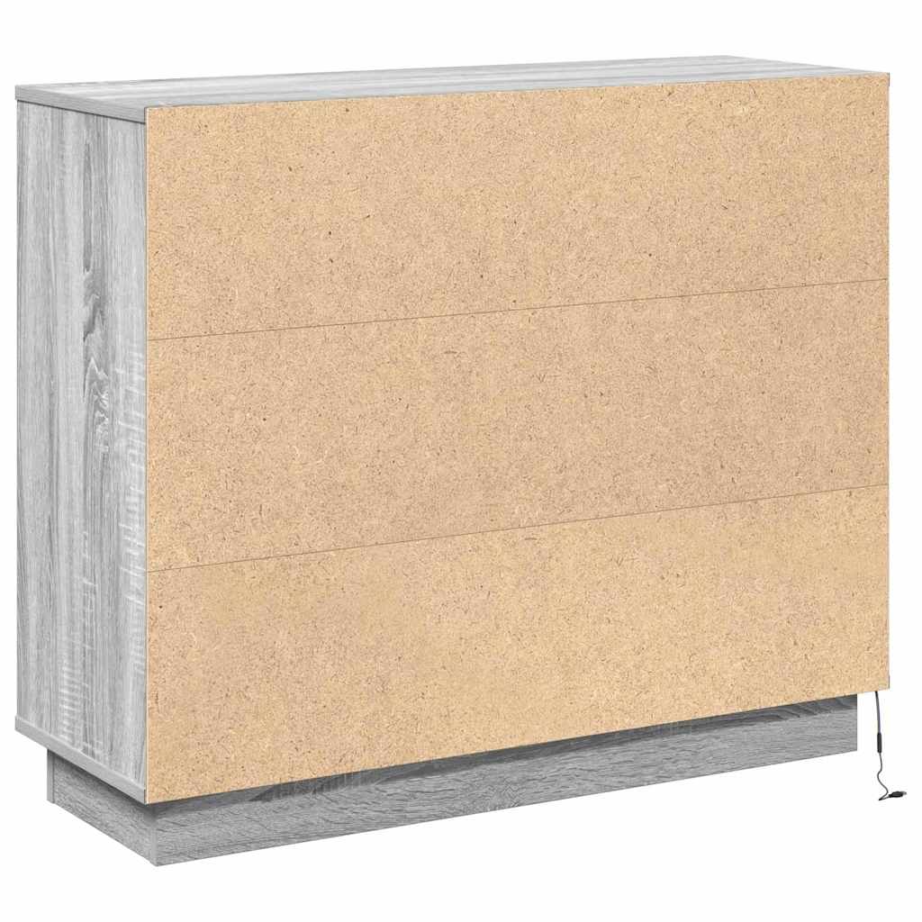 LED Sideboard Grey Sonoma 90 x 32 x 75 cm Engineered Wood