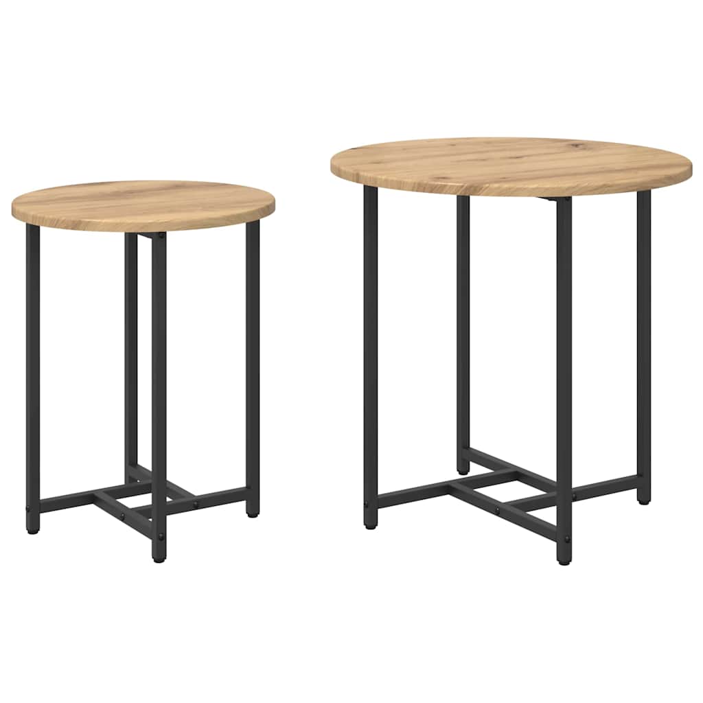 Side Table Set 2 pcs Artisan Oak and Black 50 x 50 x 50 cm