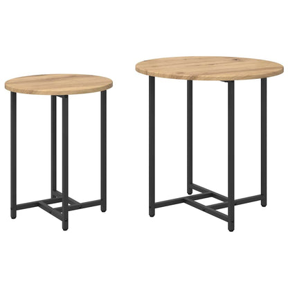 Side Table Set 2 pcs Artisan Oak and Black 50 x 50 x 50 cm