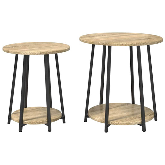 Side Table Set 2 pcs Sonoma Oak and Black 50 x 50 x 51 cm