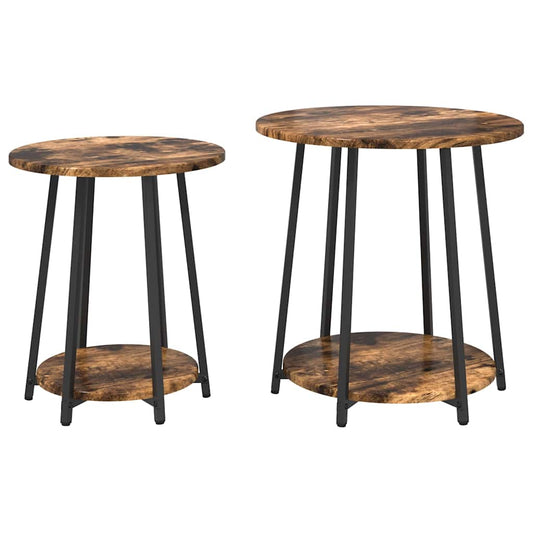 Side Table Set 2 pcs Smoked Oak and Black 50 x 50 x 51 cm