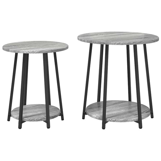 Side Table Set 2 pcs Grey Sonoma and Black 50 x 50 x 51 cm