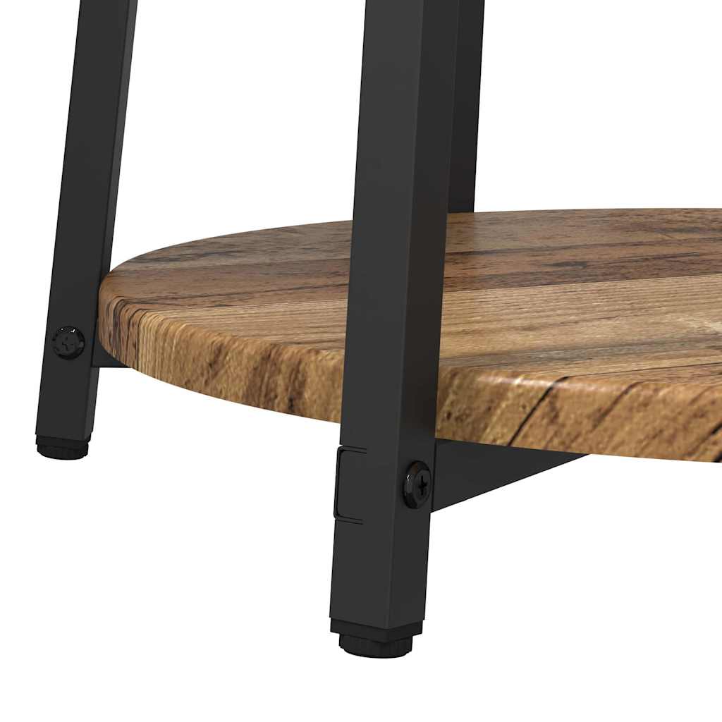 Side Table Set with Shelf 2 pcs Old Wood and Black