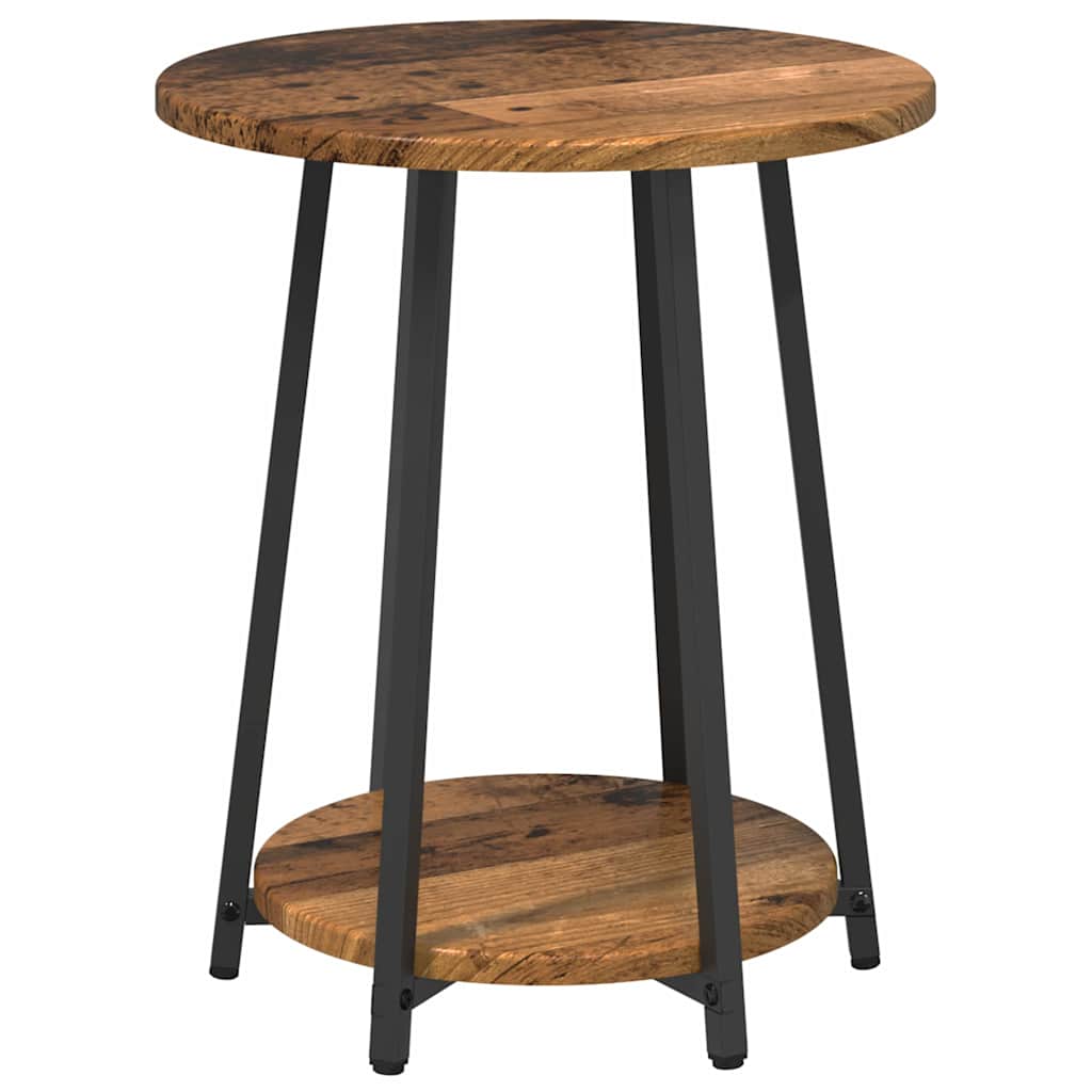 Side Table Set with Shelf 2 pcs Old Wood and Black