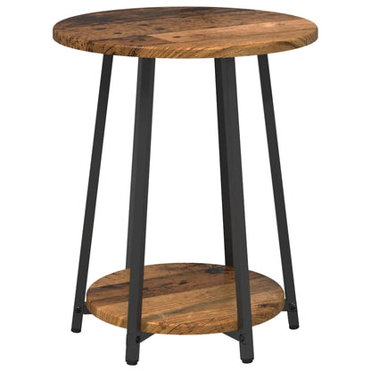 Side Table Set with Shelf 2 pcs Old Wood and Black